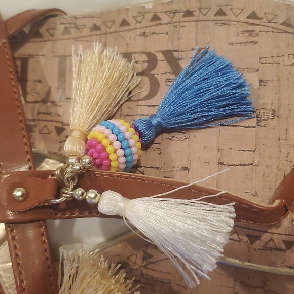 NWT Sam & Libby Hannah Cognac Tasseled Sandals - Picture 2 of 5